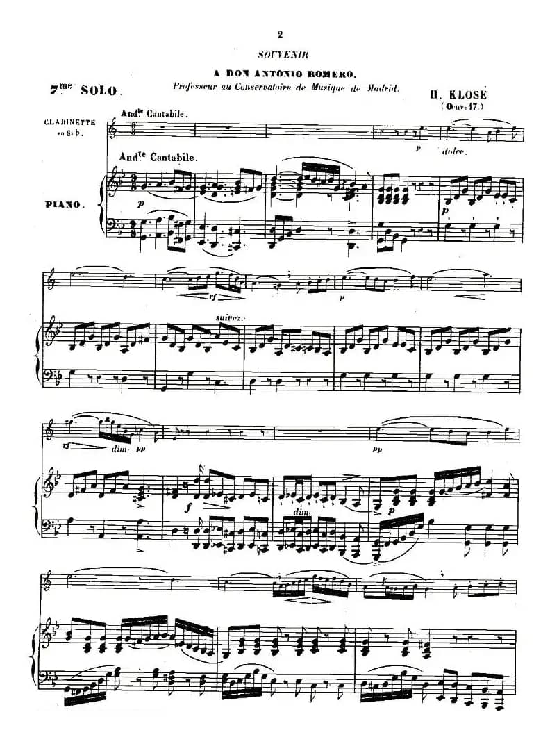 Klose Souvenir a Romero（单簧管+钢琴）