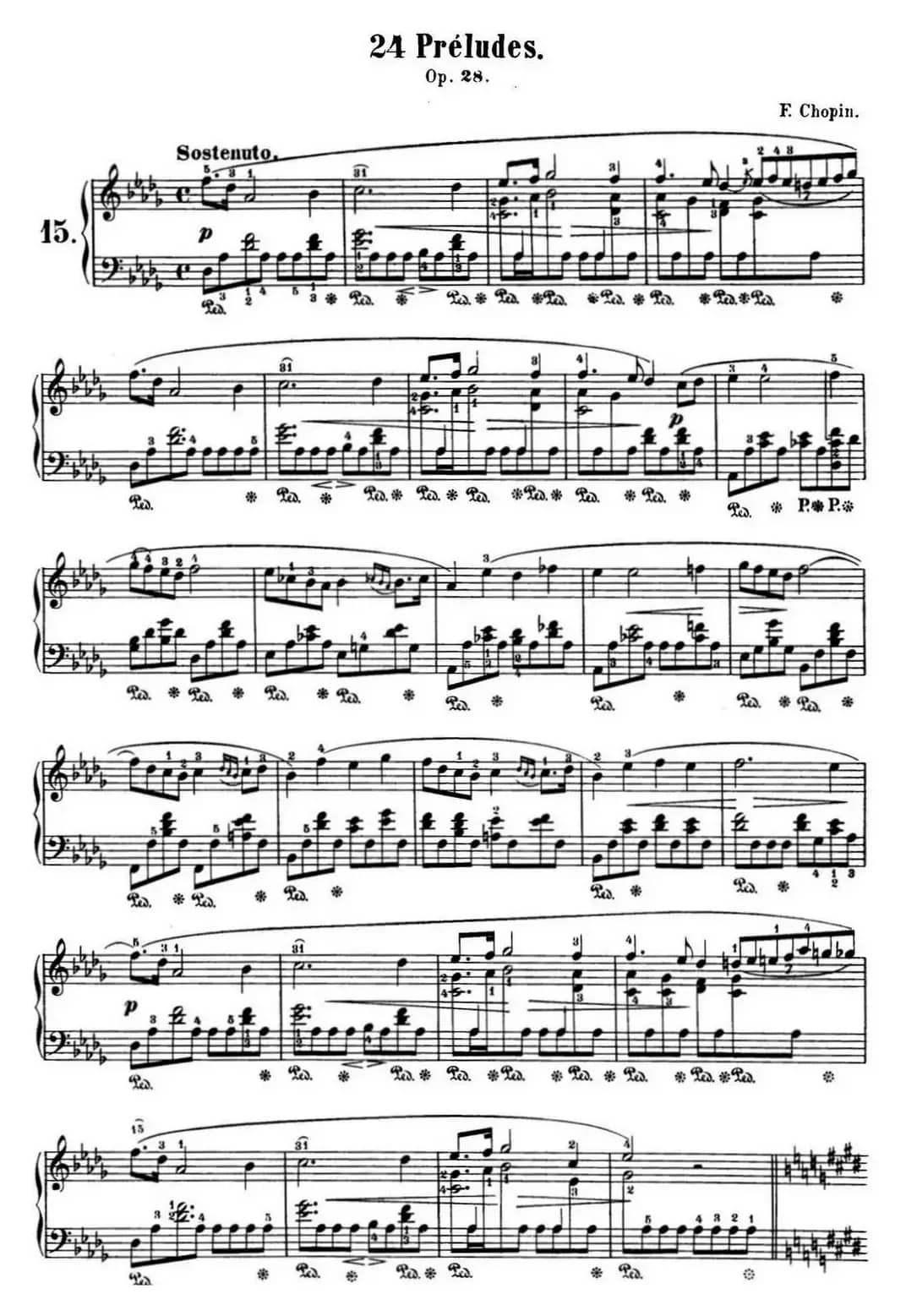 肖邦 24首钢琴前奏曲 Op.28 No.15 降D大调 雨滴