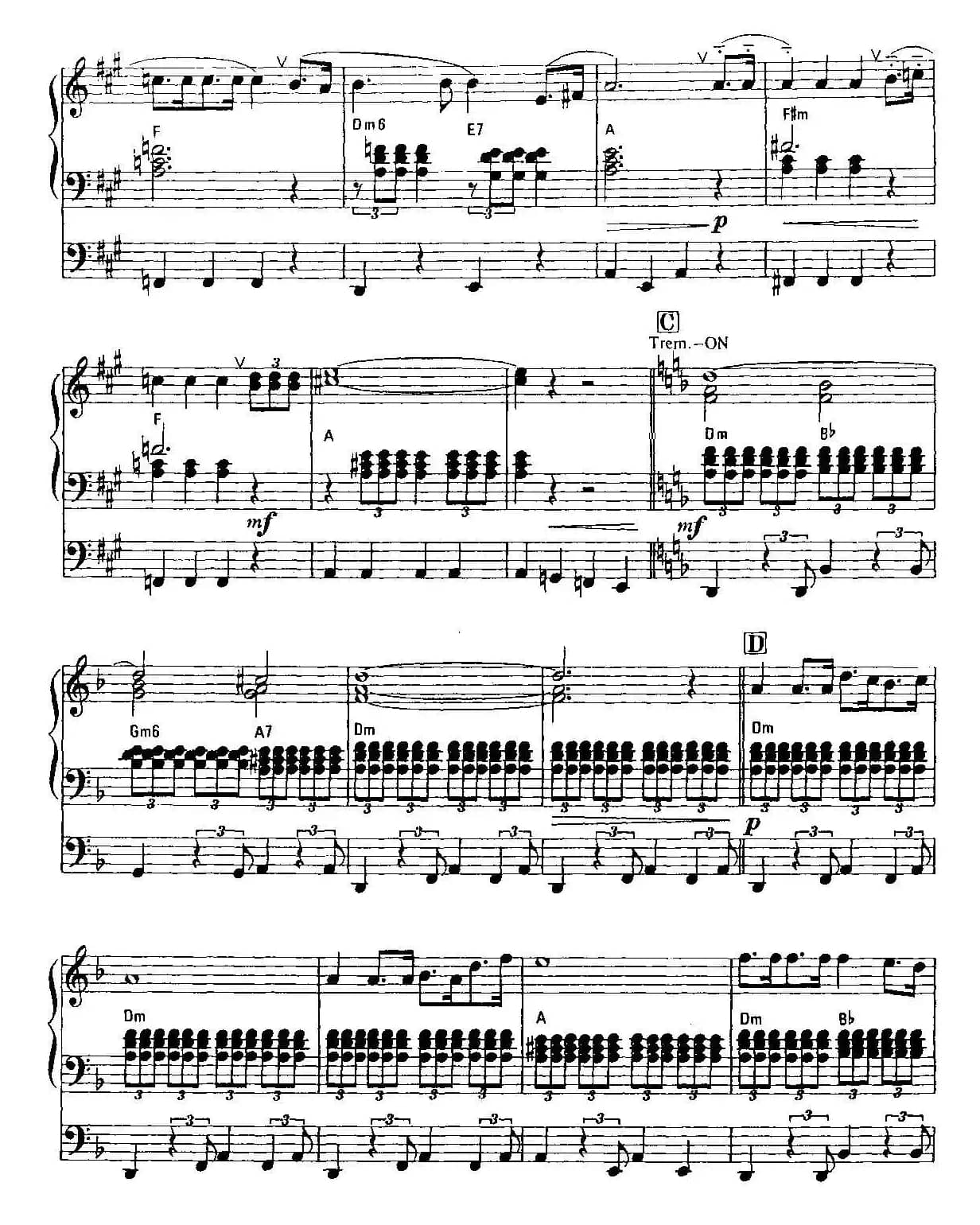 下雪的街道（双排键电子琴谱）