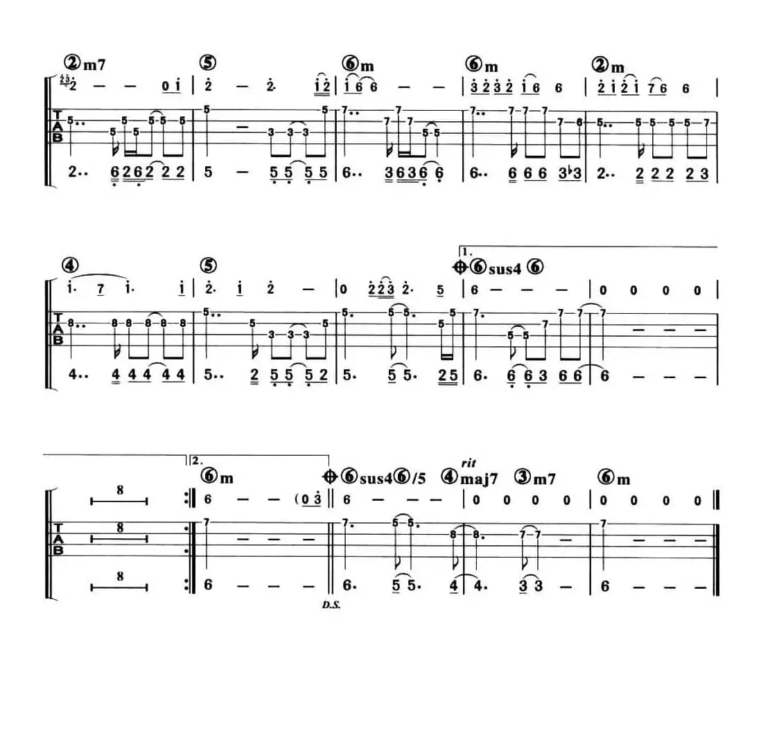 你的眼神（贝司谱）