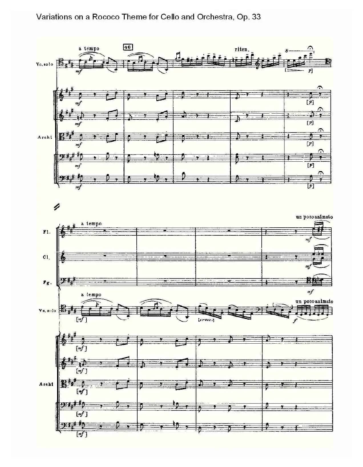 大提琴与管弦乐洛可可主题a小调变奏曲, Op.33（一）