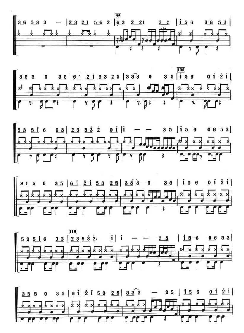 北京欢迎你（架子鼓、主旋律+鼓谱）