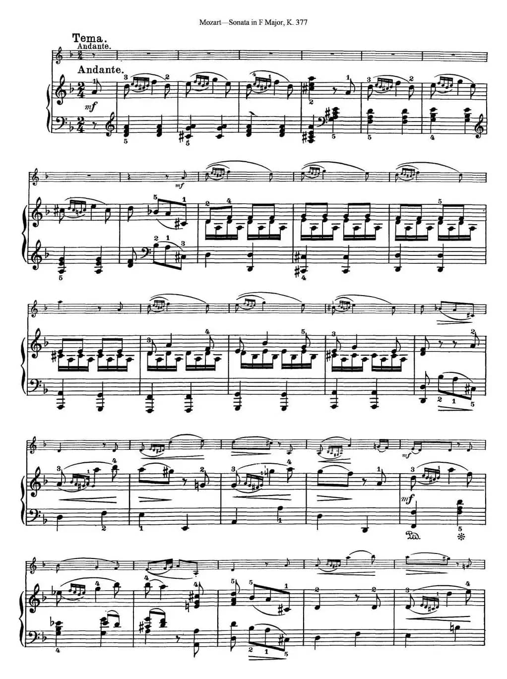 Violin Sonata in F Major K.377（小提琴+钢琴伴奏）