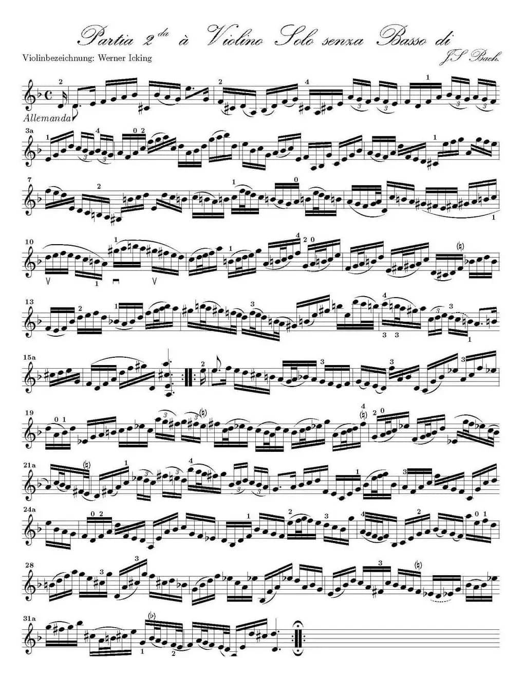 Bach Sonata BWV1004（无伴奏小提琴组曲）