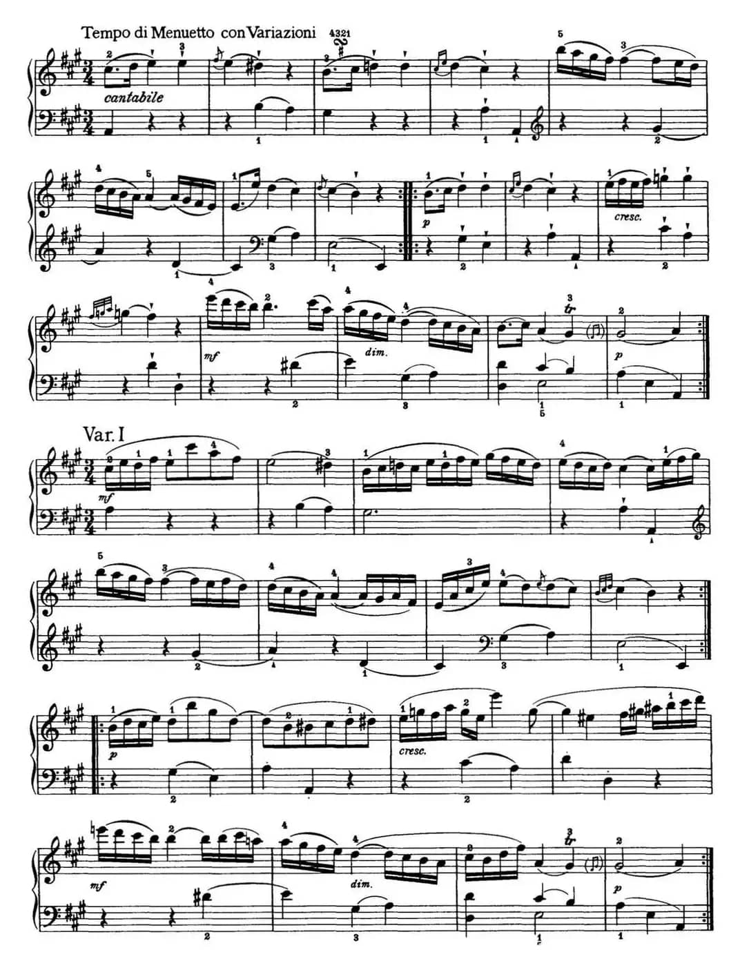 海顿 钢琴奏鸣曲 Hob XVI 30 in A major