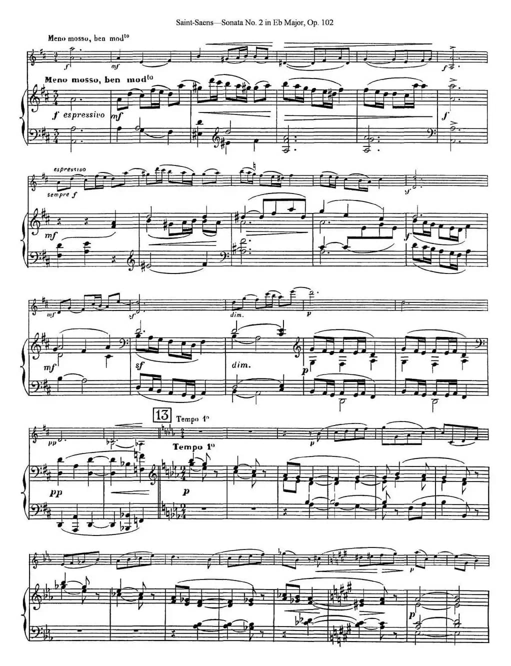 Violin Sonata No.2 in Eb Major Op.102（小提琴+钢琴伴奏）