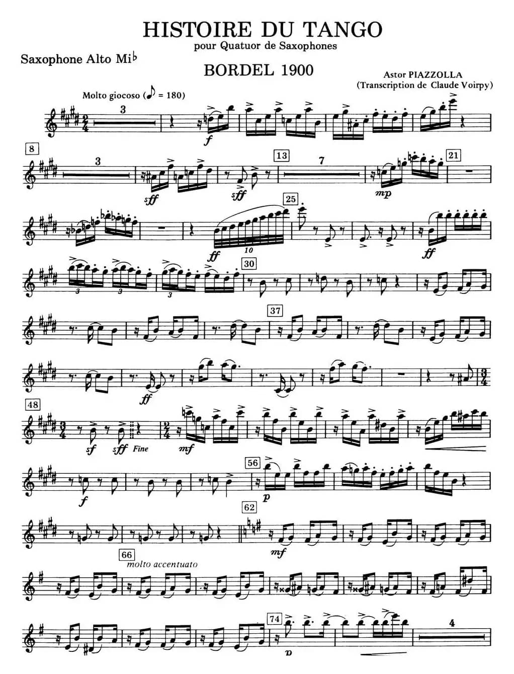 HISTOIRE DU TANGO（四重奏中音分谱）