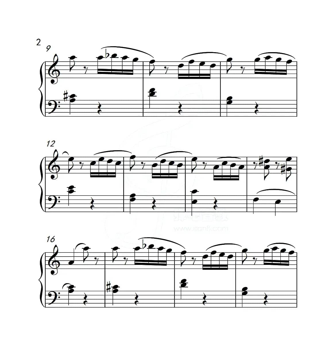 第五级A组 帕格尼尼主题变奏曲（选段）（中国音乐学院钢琴考级作品1~6级）