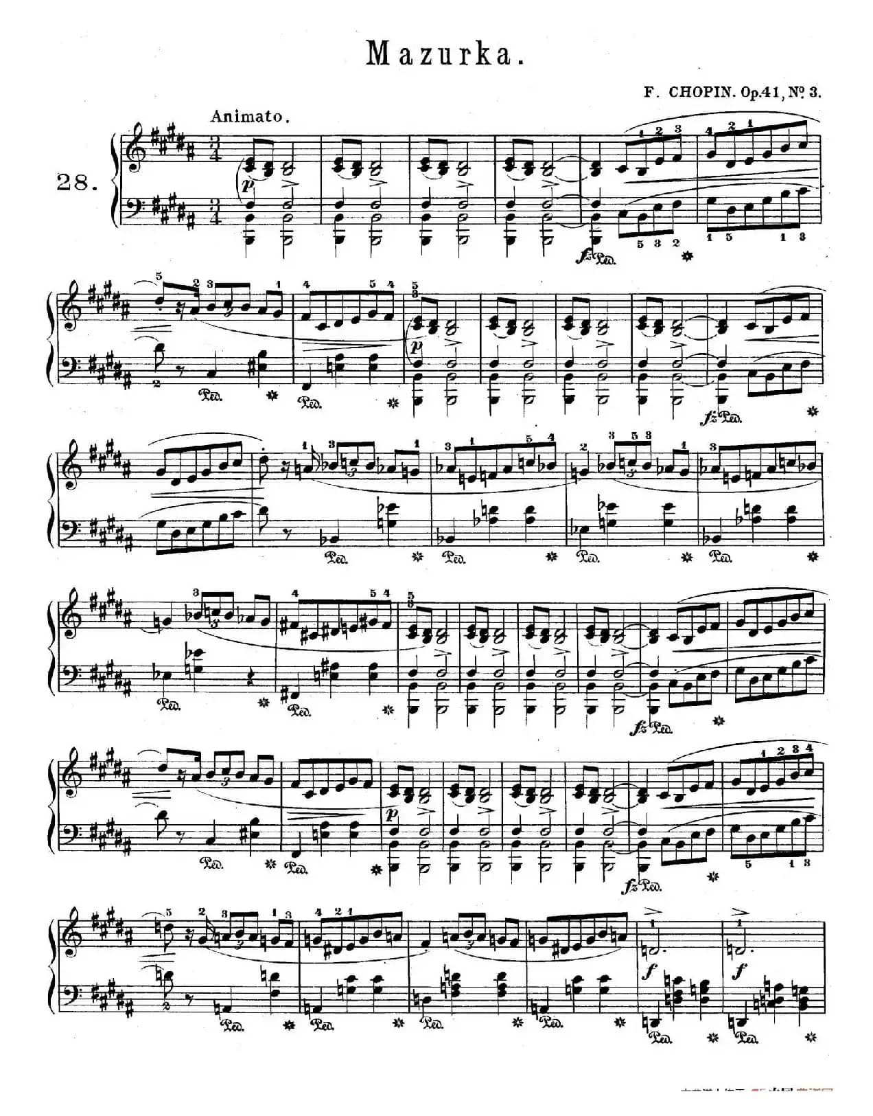 Quatre Mazurkas Op.41（4首玛祖卡·3）
