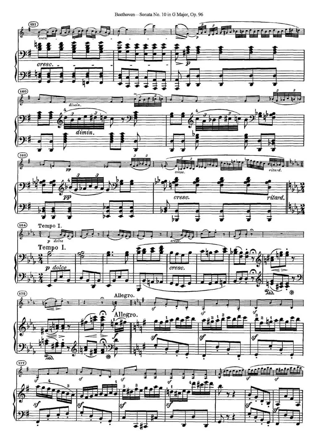 Violin Sonata No.10 in G Major Op.96（小提琴+钢琴伴奏）