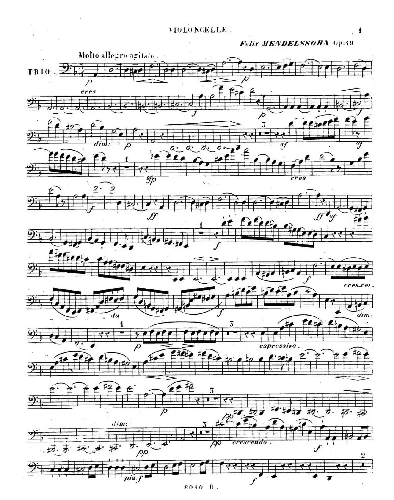 Piano Trio No.1 in d Minor Op.49（d小调第一钢琴三重奏·小提琴独奏版）