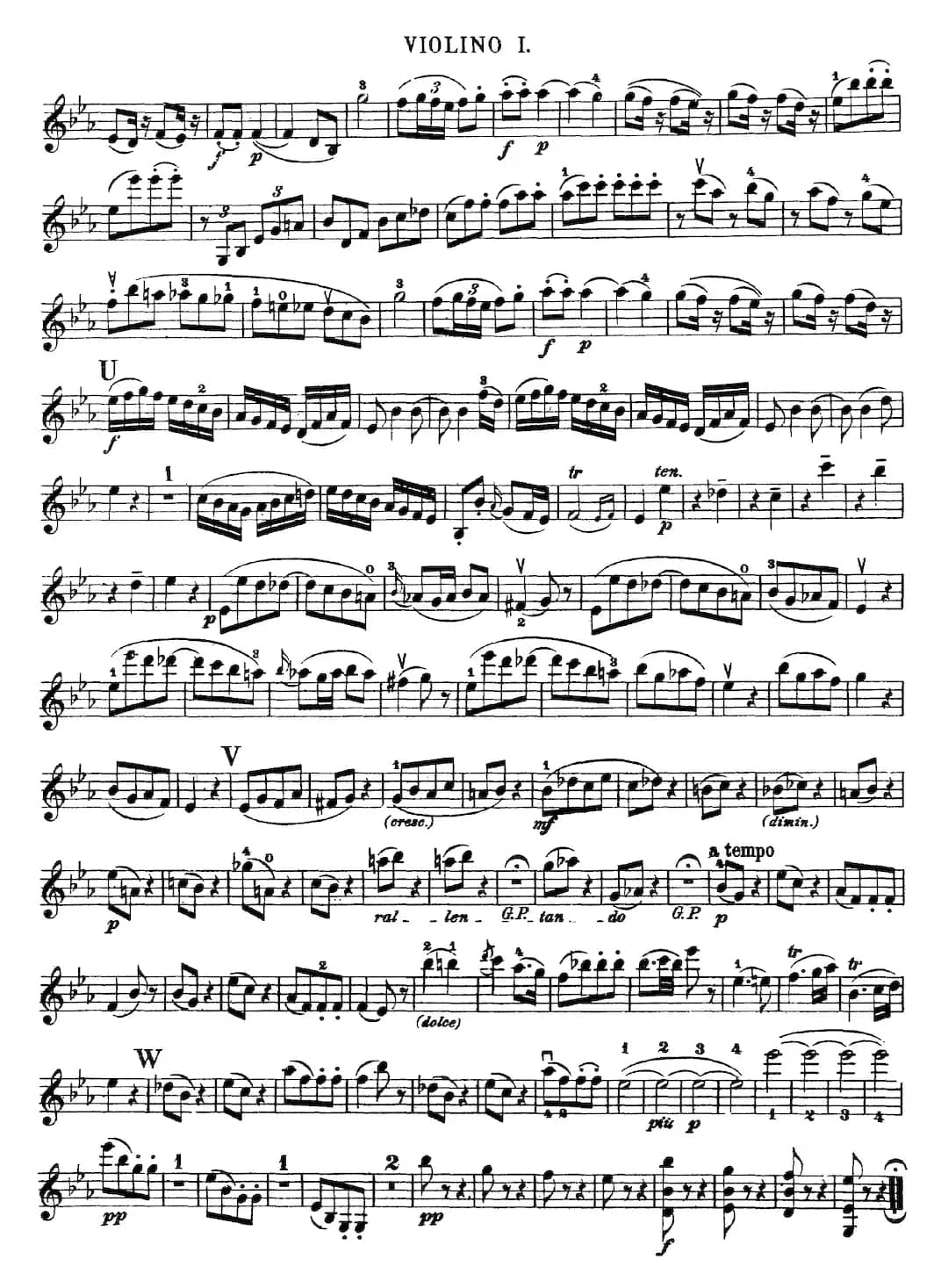 Mozart《Quartet No.16 in Eb Major,K.428》（Violin 1分谱）