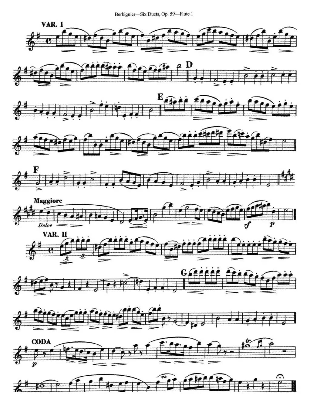 博比格6首长笛二重奏练习曲Op.59（Flute 1）