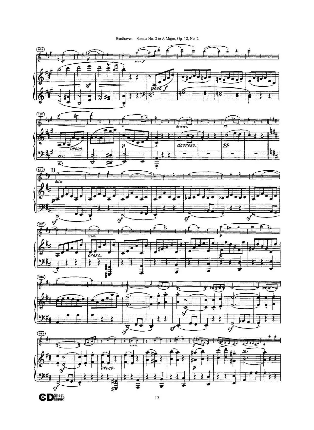 A大调第二小提琴奏鸣曲（Sonata No.2 in A Major Op.12,No.2）（小提琴+钢琴伴奏）