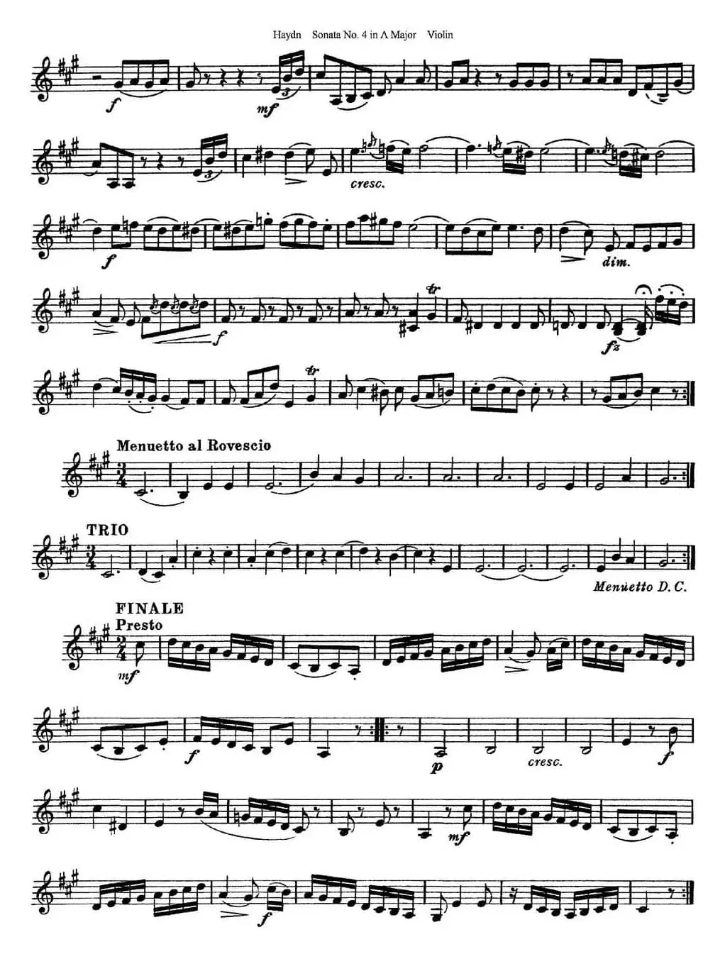 Violin Sonata No.4 in A Major