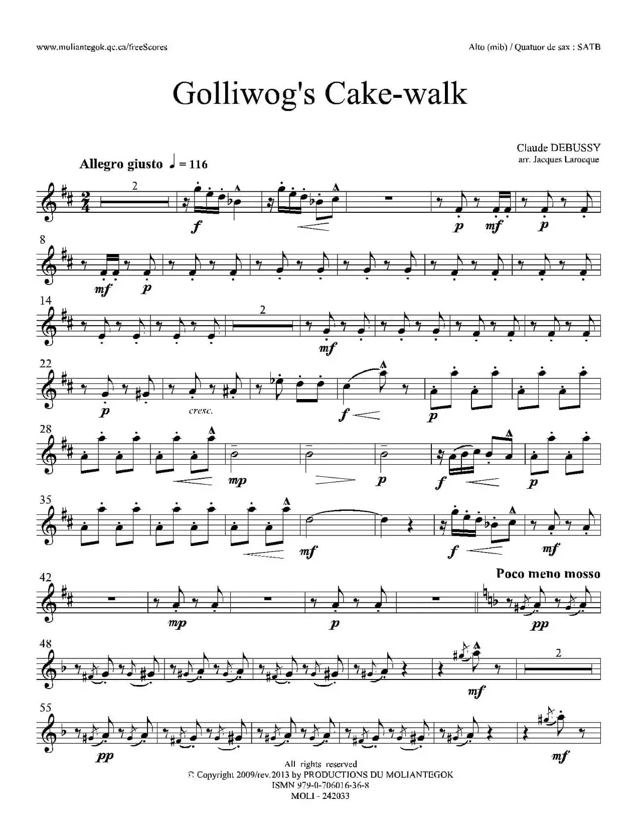 木偶步态舞（四重奏中音萨克斯分谱）