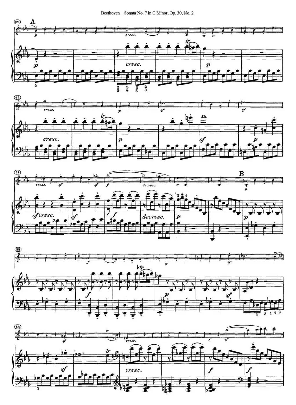 Violin Sonata No.7 in C Minor Op.30 No.2（小提琴+钢琴伴奏）