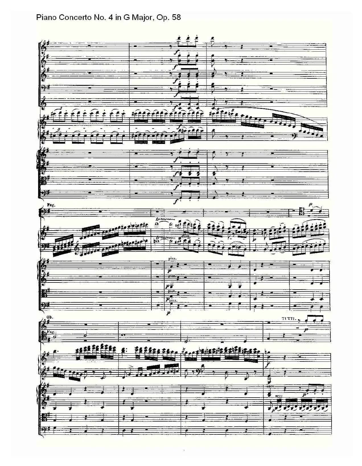 Ｇ大调钢琴第四协奏曲 Op.58 第一乐章（总谱）