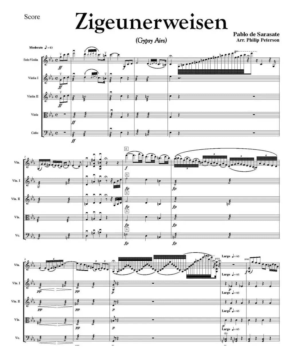 ZIGEUNERWEISEN（五重奏）