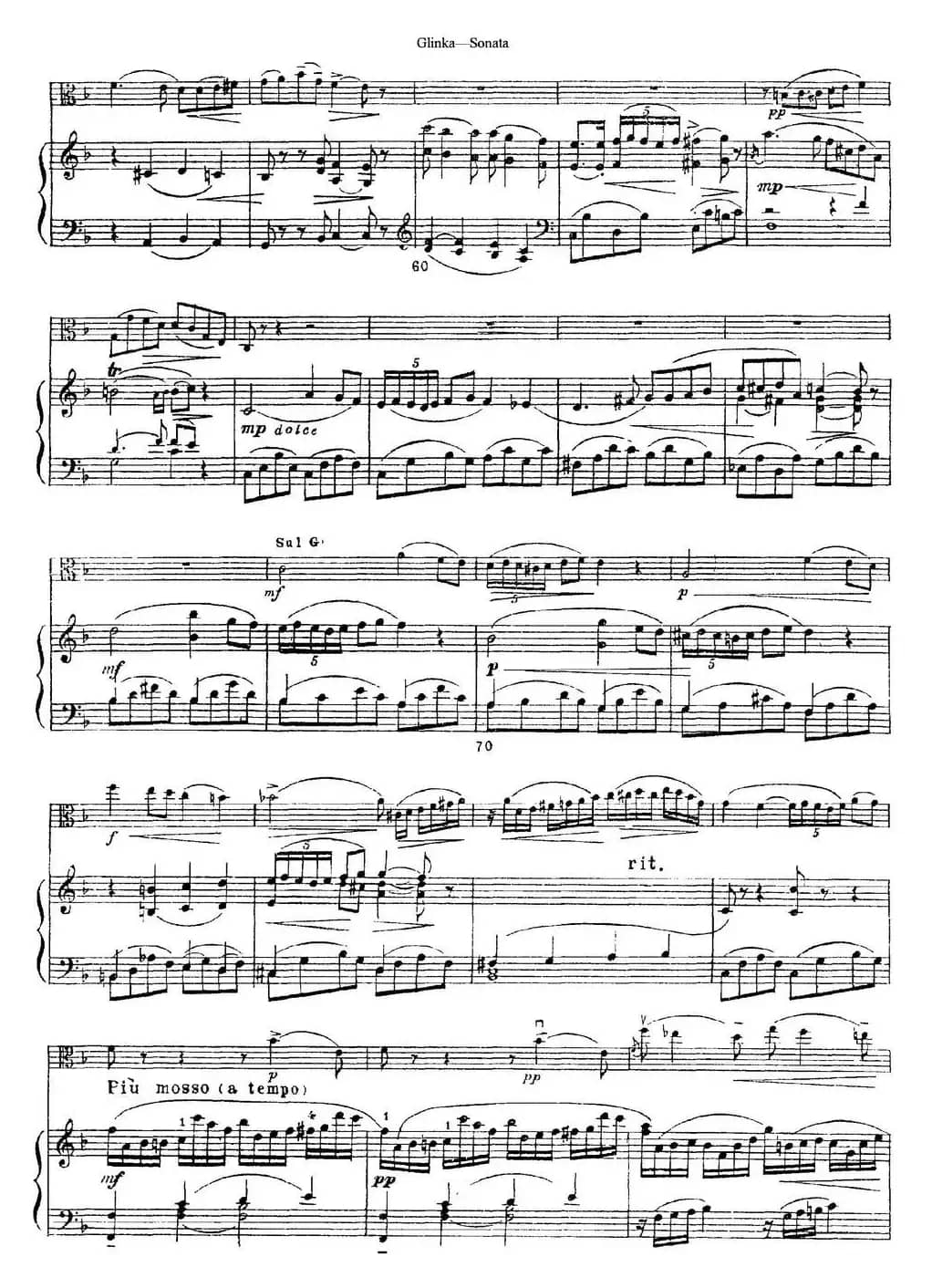 Gli<x>nka Sonata（小提琴+钢琴伴奏）