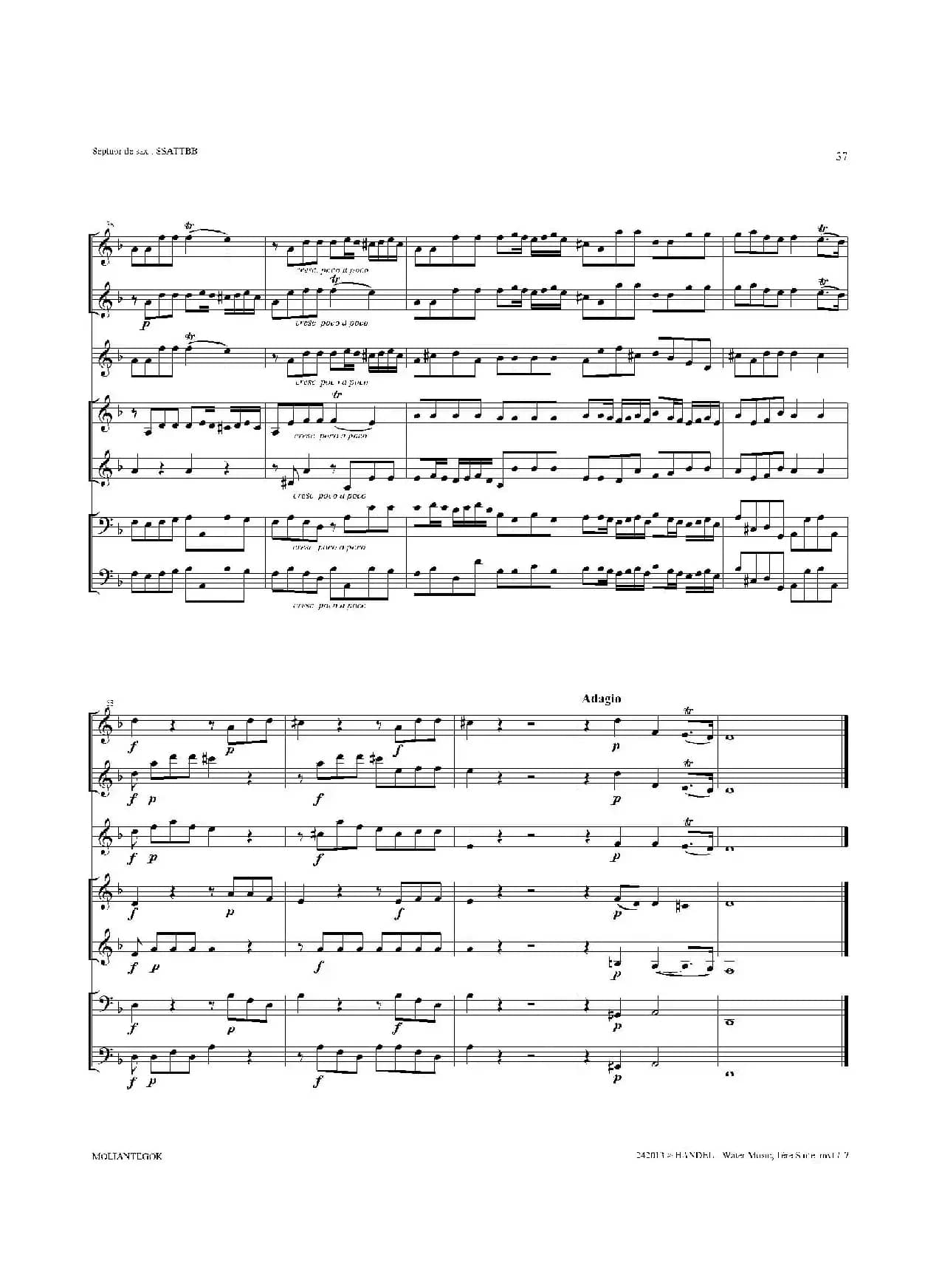 Water Music（HWV.348 No.1）（萨克斯合奏总谱）