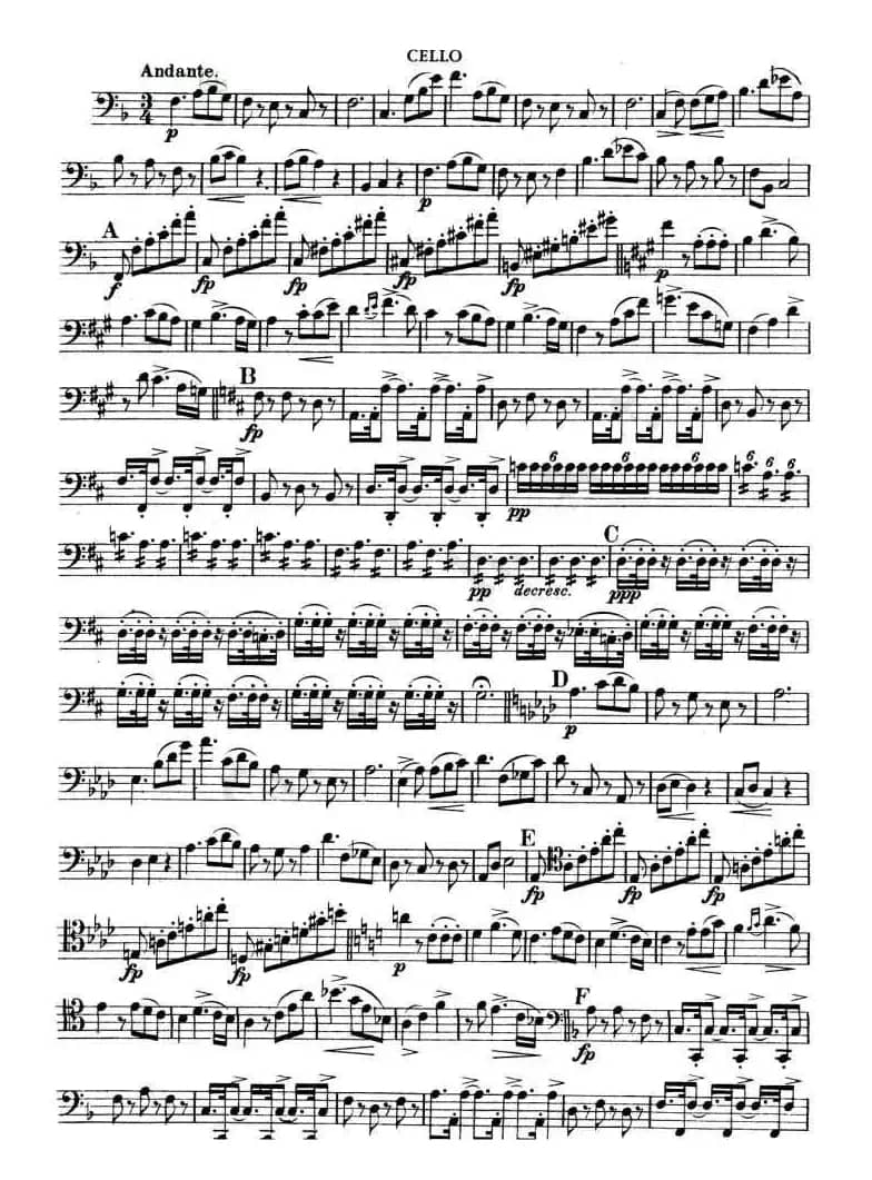 TROUT-QUARTET（大提琴谱）