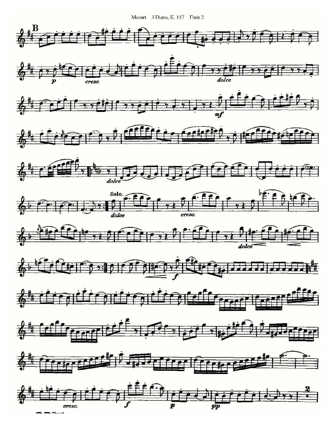 3 Duets K.157 之第二长笛（二重奏三首 K157号）