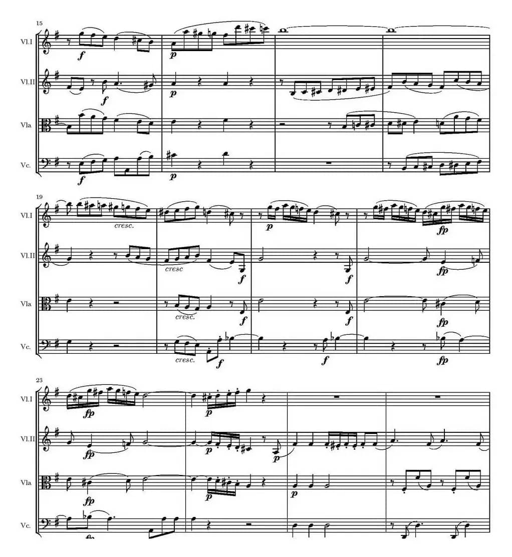 String Quartet KV.387（G大调弦乐四重奏）