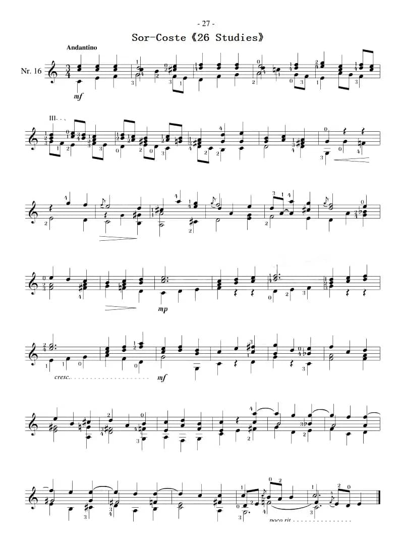 Sor-Coste《26 Studies》（STUDY 16）