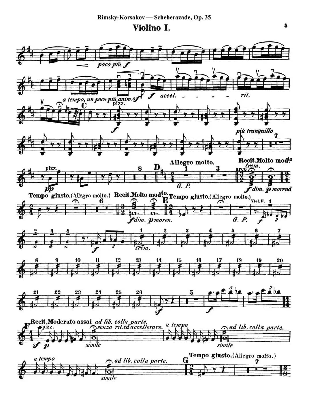 Scheherazade（Ⅱ）Op.35（第一小提琴）