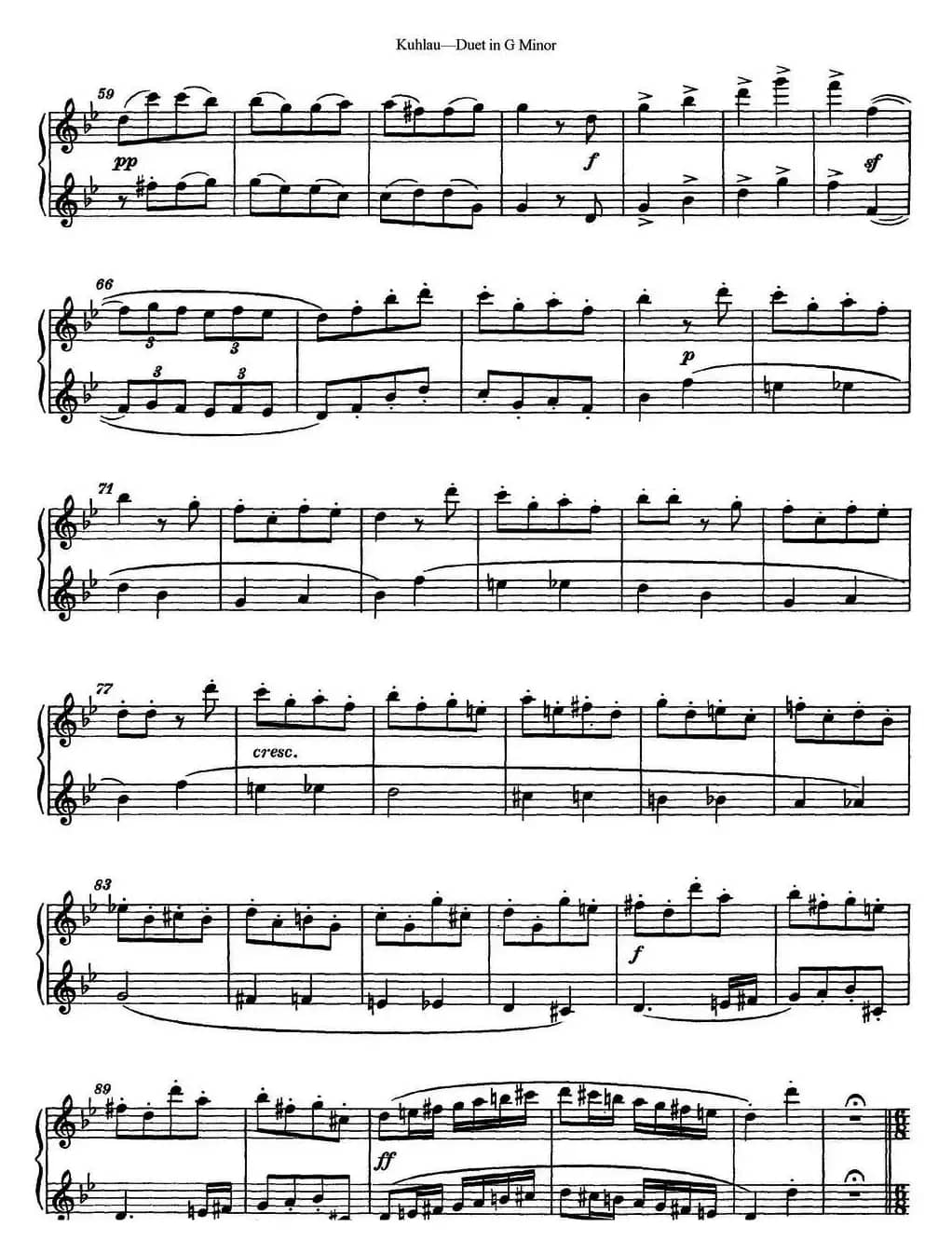 库劳g小调长笛二重奏练习曲（No.2）