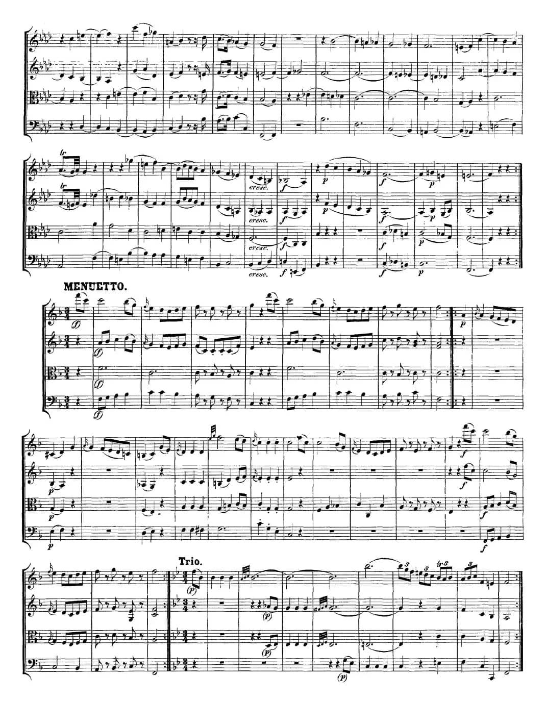 Mozart《Quartet No.8 in F Major,K.168》（总谱）