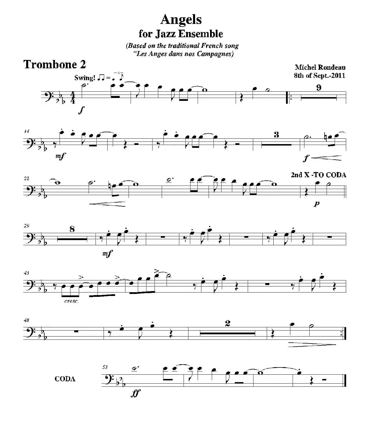 Angels for Jazz Ensemble（第二长号分谱）