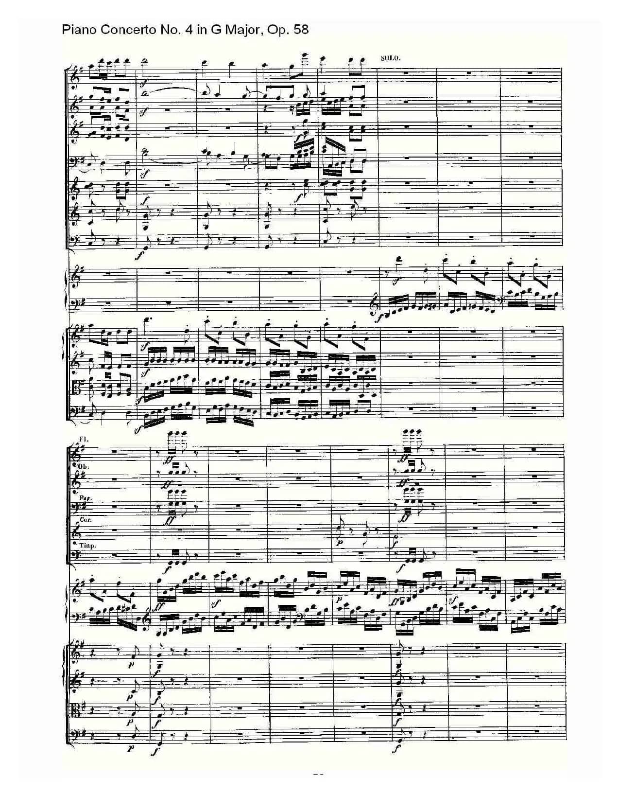 Ｇ大调钢琴第四协奏曲 Op.58 第三乐章（总谱）
