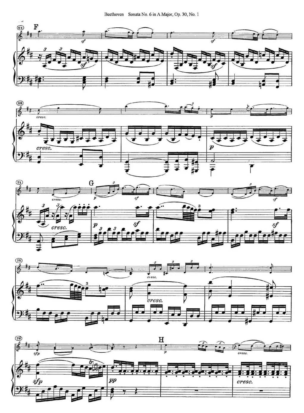 Violin Sonata No.6 in A Major Op.30 No.1（小提琴+钢琴伴奏）