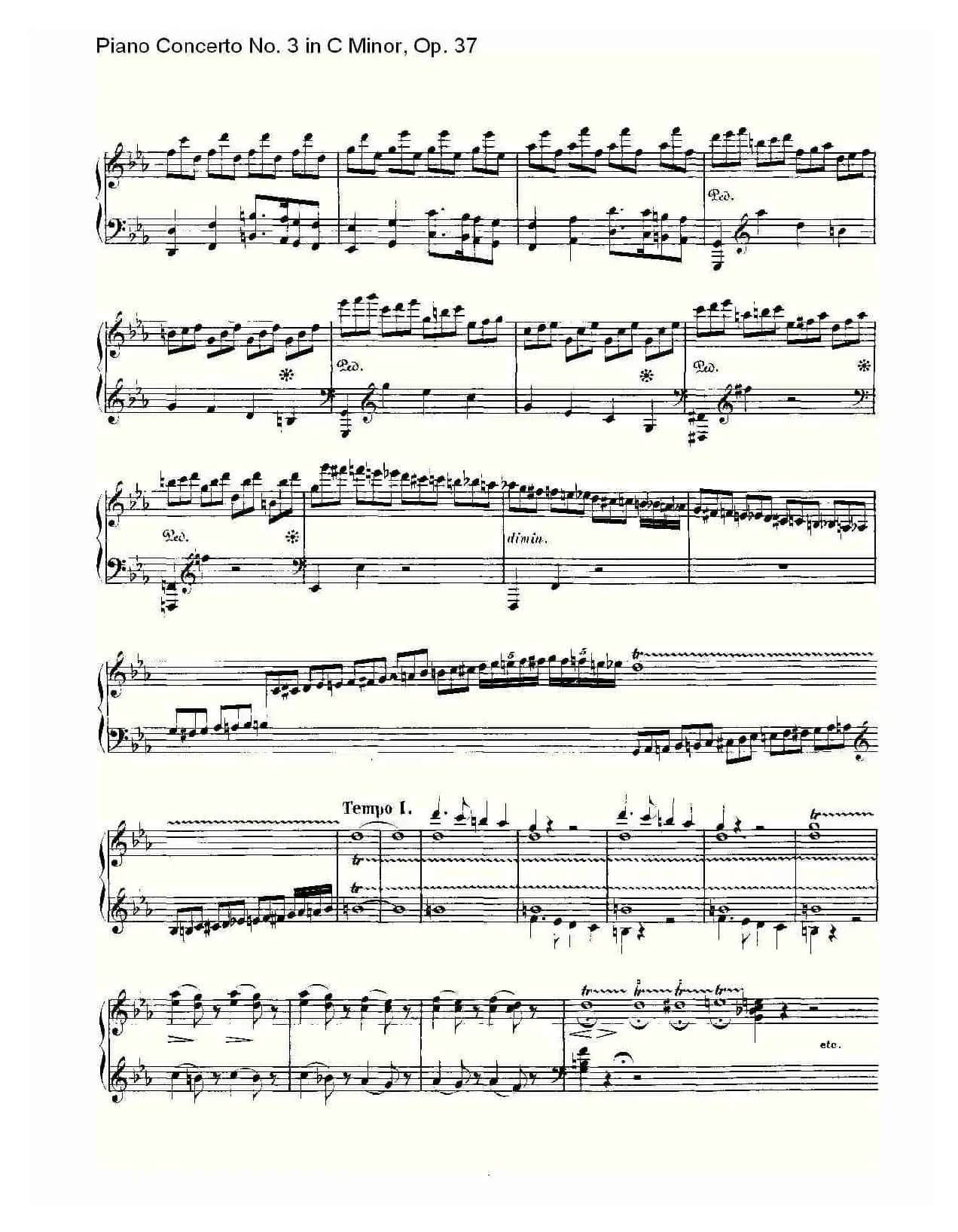 C小调钢琴第三协奏曲 Op.37  华彩乐章