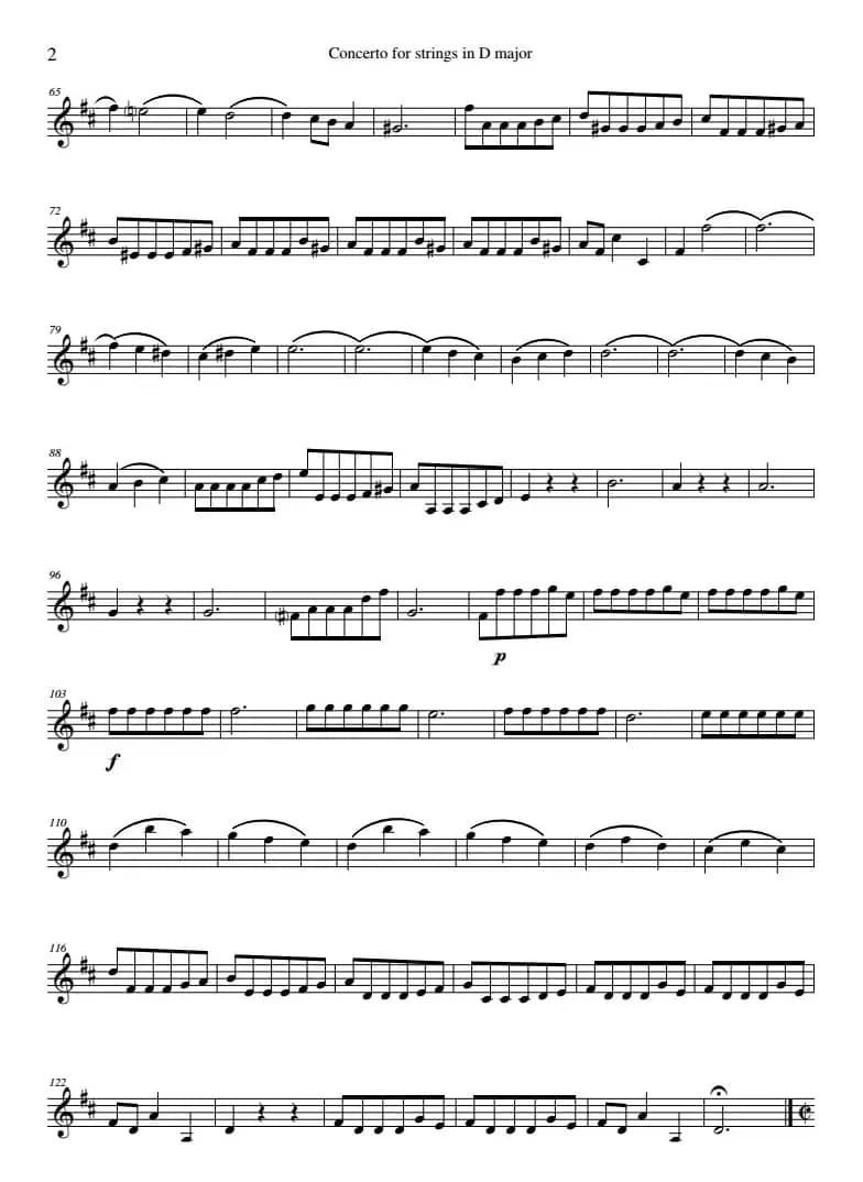 Concerto for strings in D Major（RV121、Violin Ⅱ分谱）