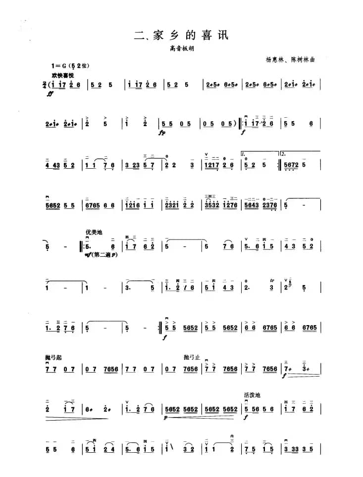 家乡的喜讯（板胡曲集第五级）