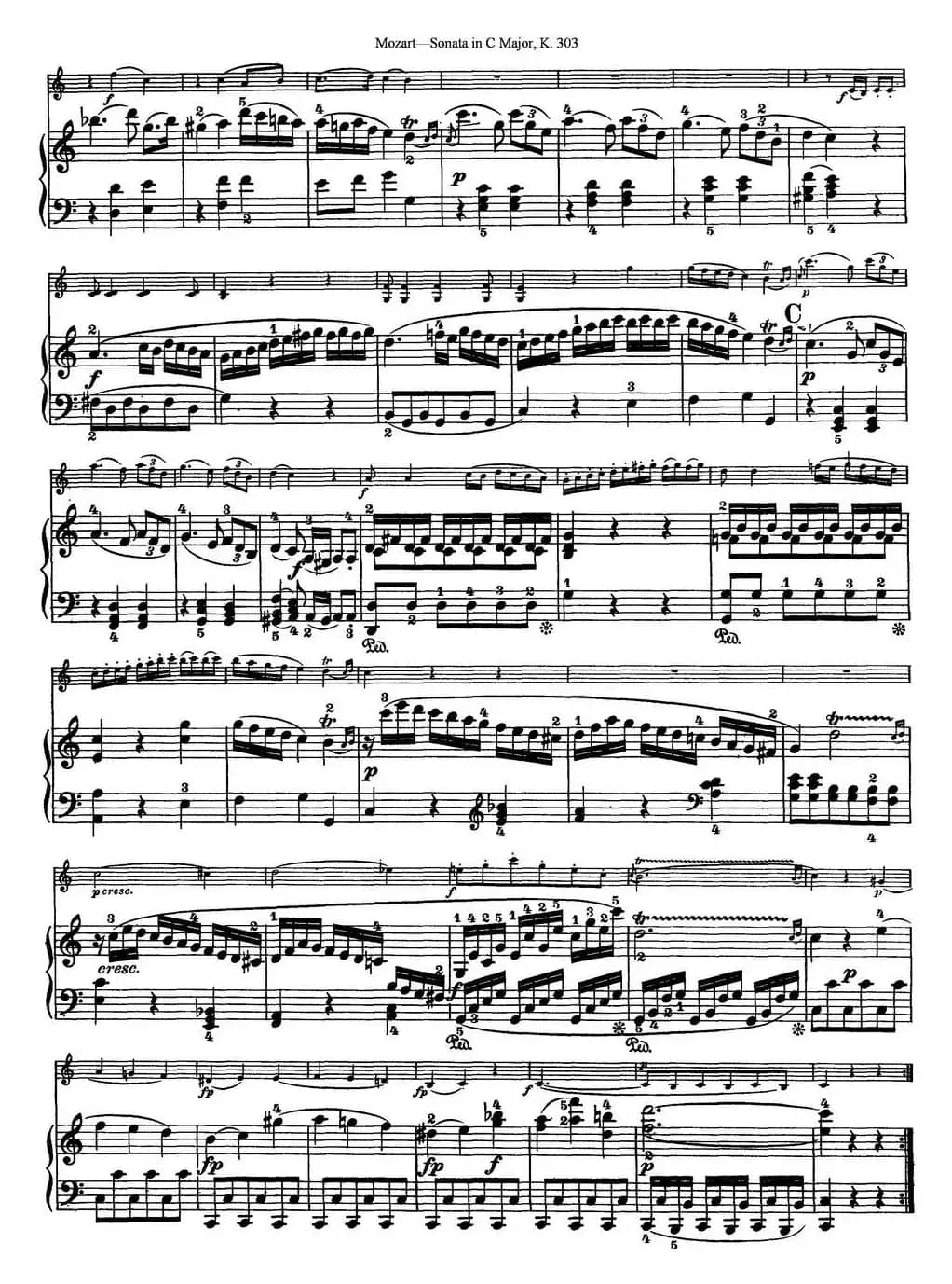 Violin Sonata in C Major K.303（小提琴+钢琴伴奏）