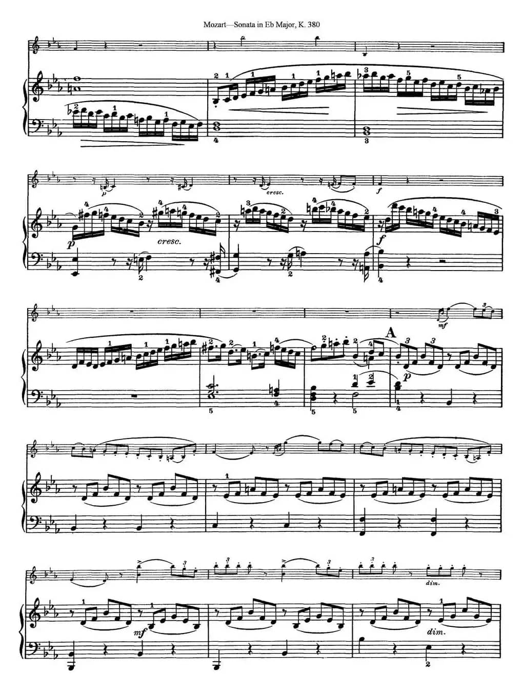 Violin Sonata in Eb Major K.380（小提琴+钢琴伴奏）