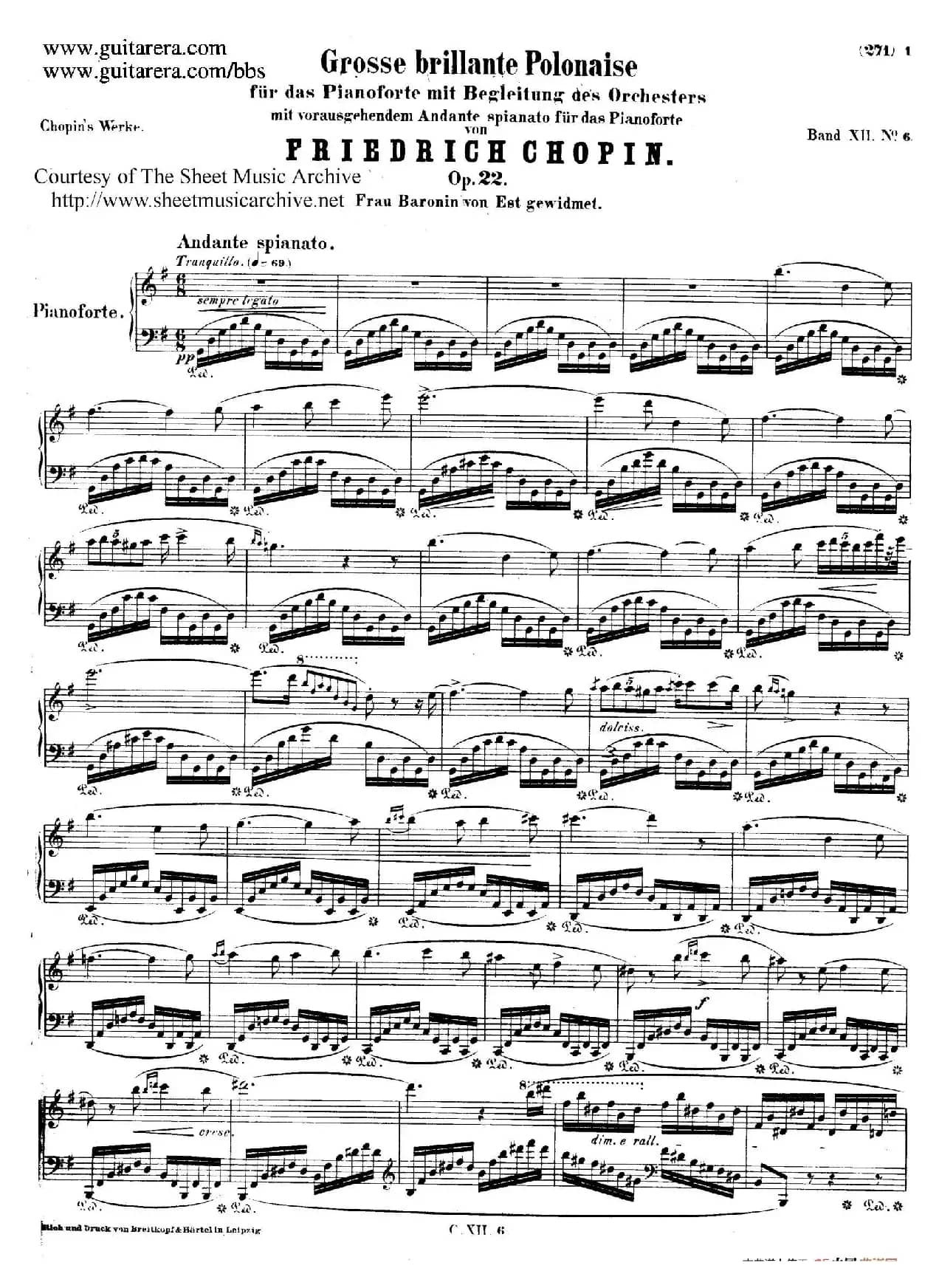 Grande Polonaise Brilliante Preceded by an Andante Spianato Op.22(平静的行板与华丽的波兰舞曲·总谱)