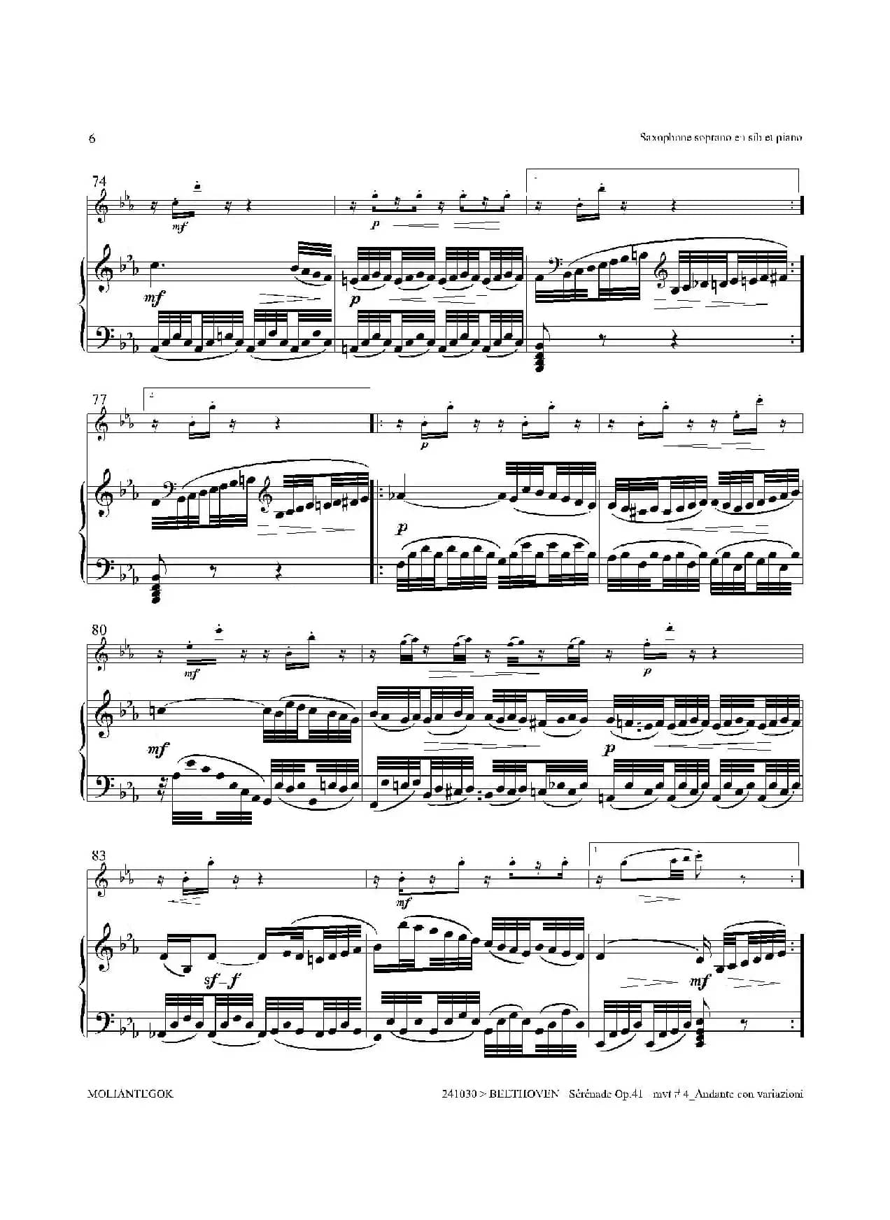 小夜曲 Op.41（高音萨克斯+钢琴伴奏）