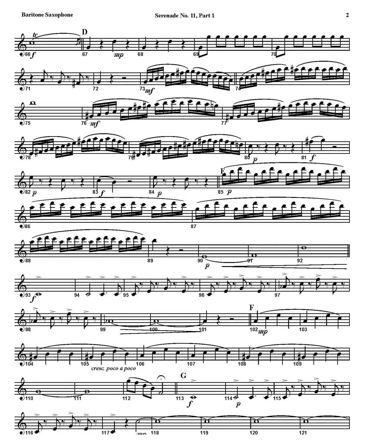 SERENADE No.11 in Eb，K.375 Part 1（四重奏·上低音萨克斯分谱）