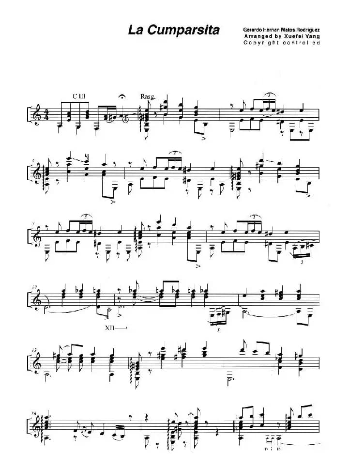 la Cumparsita（假面舞会 [古典吉他谱]）