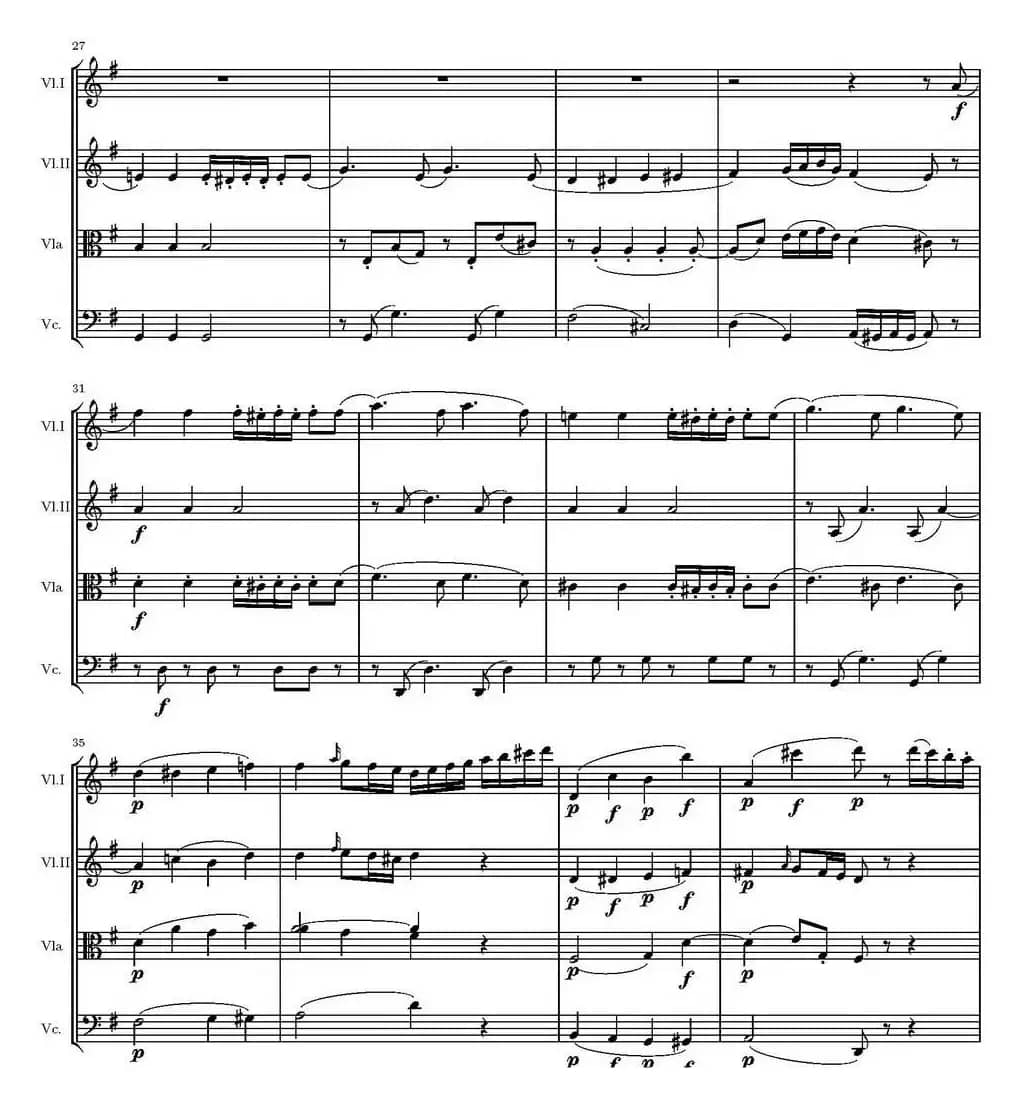 String Quartet KV.387（G大调弦乐四重奏）