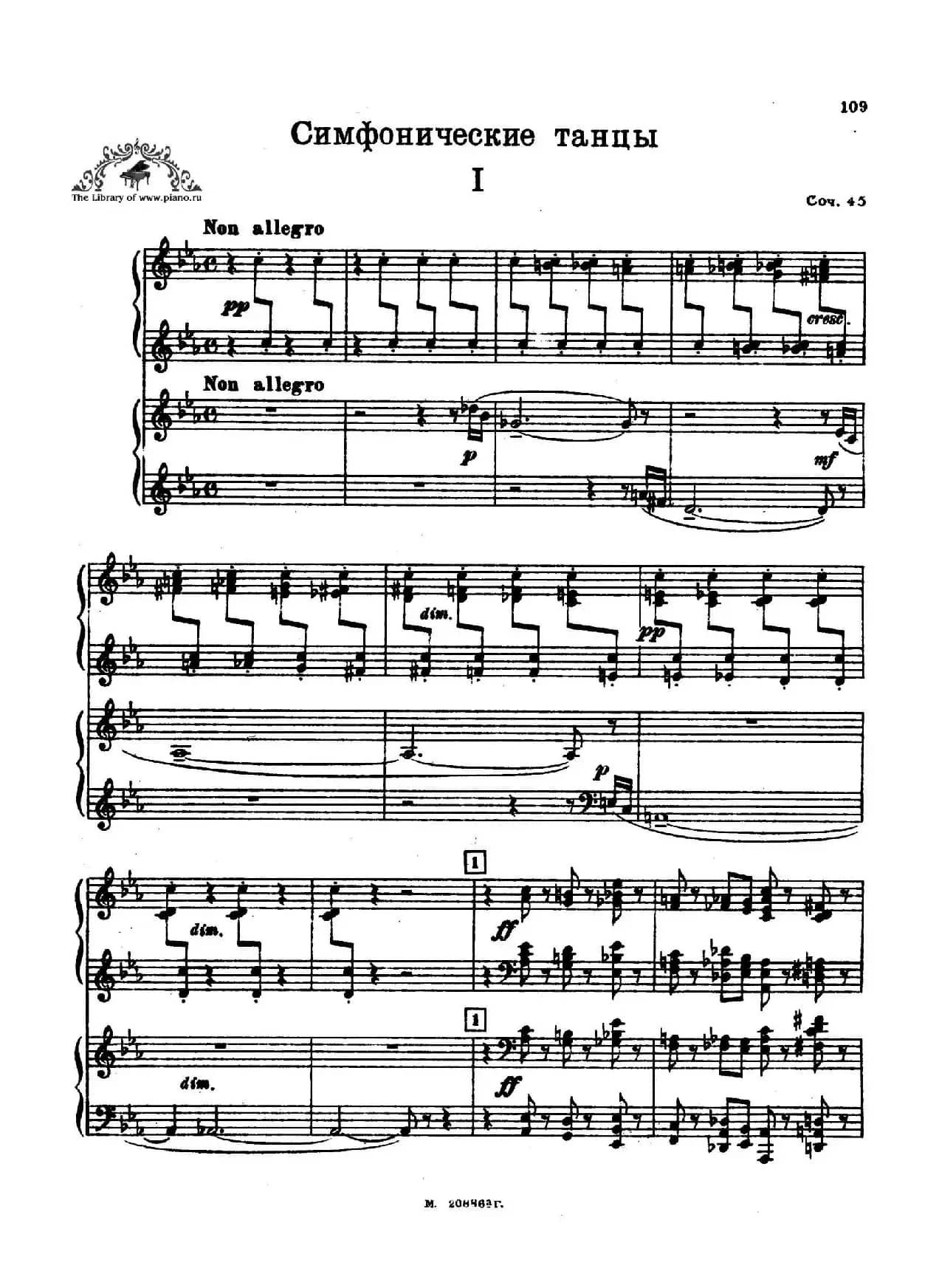 交响舞曲 Symphonic Dance Op.45（双钢琴）