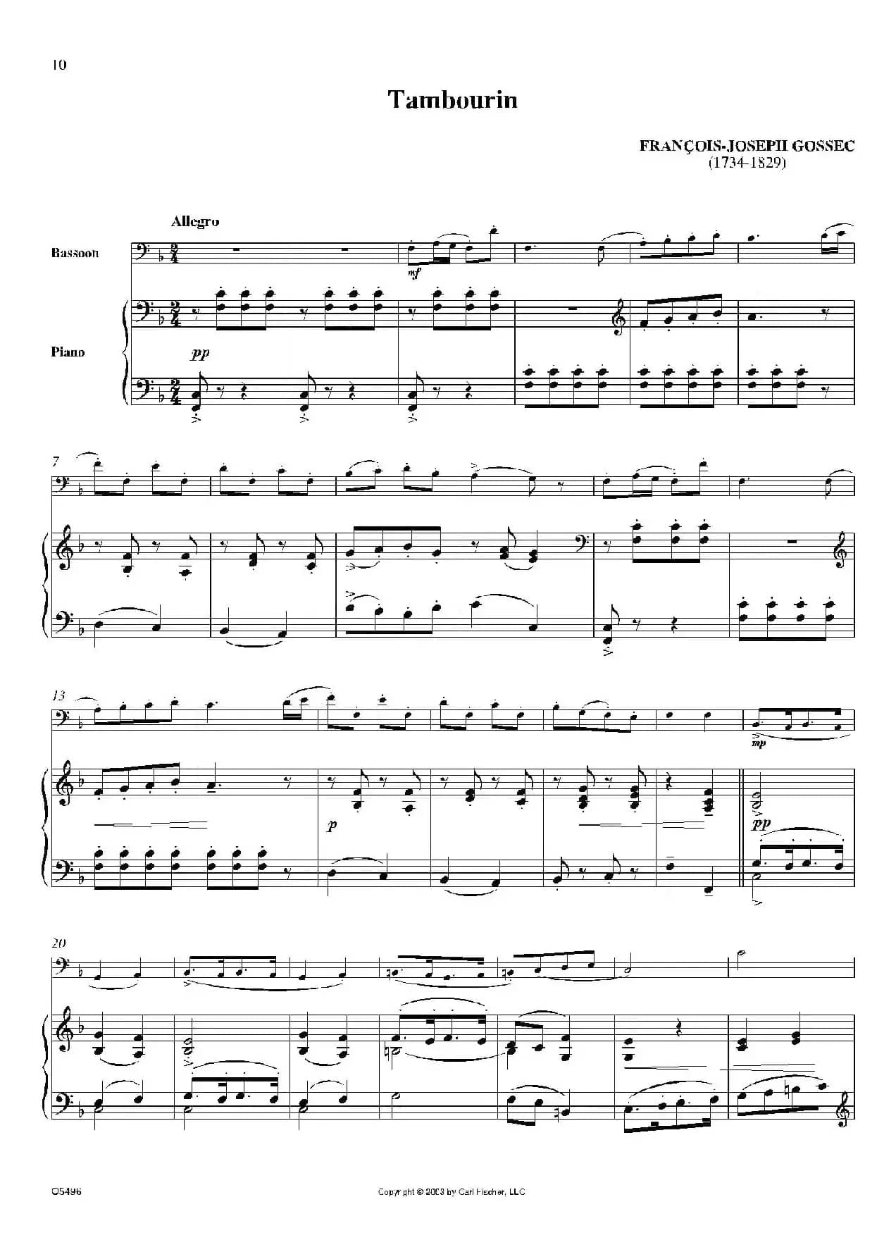 Tambourin（巴松+钢琴伴奏）