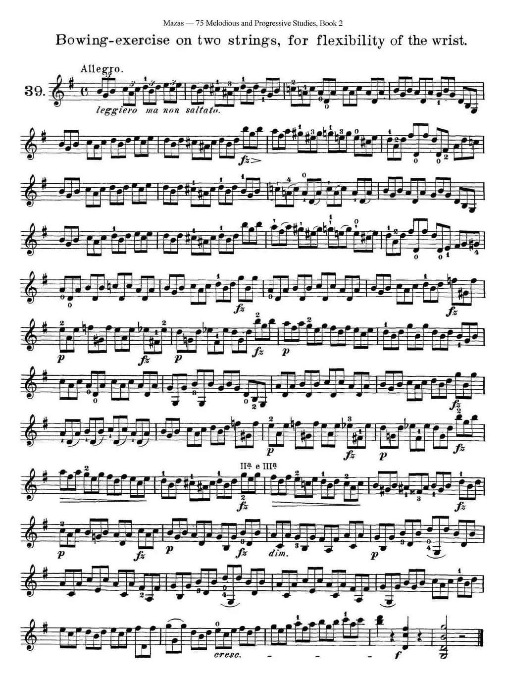 马扎斯小提琴练习曲 Op.36 第二册 华丽练习曲（39）