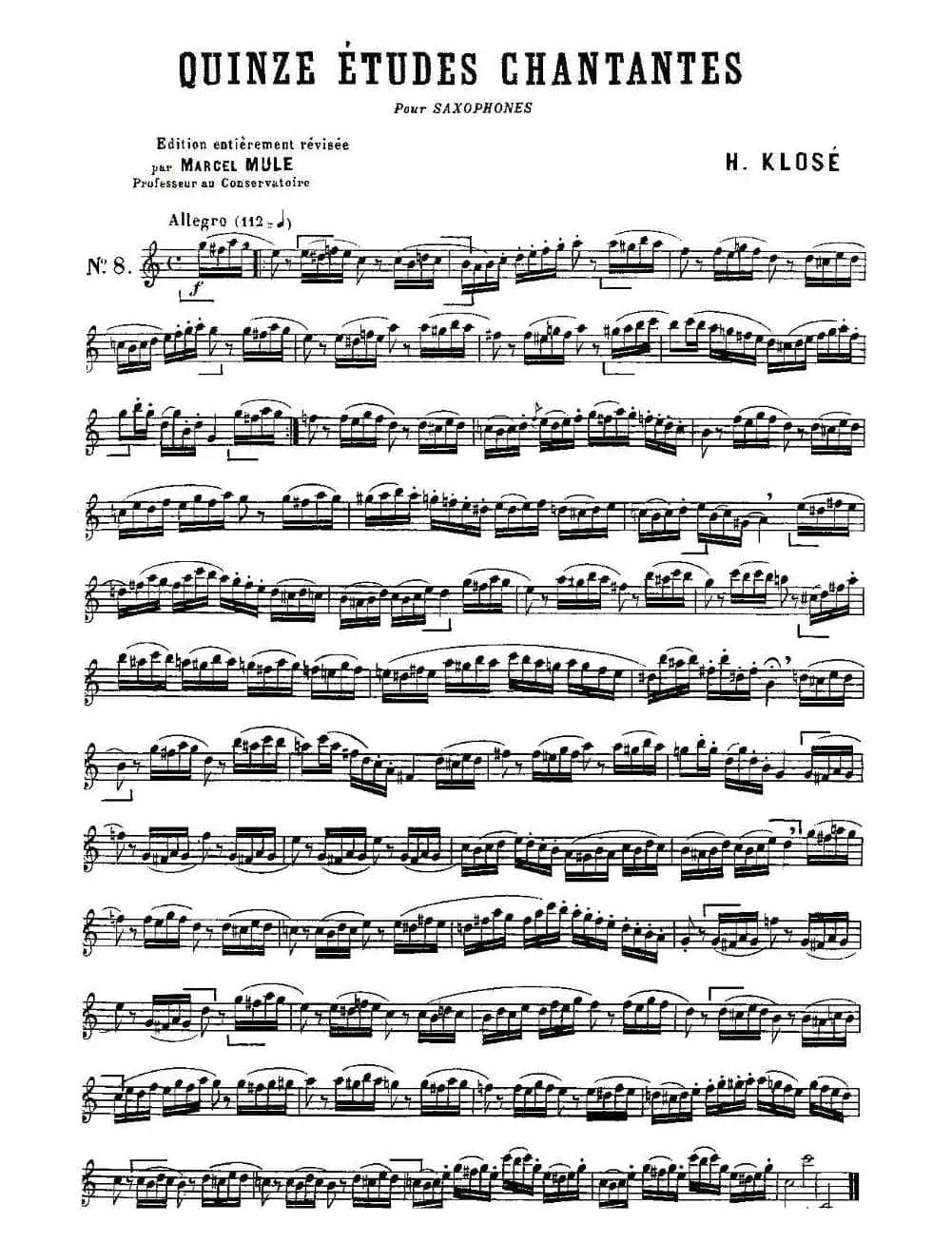 Klose Etudes Chantantes Pour Saxophone（练习曲之八）