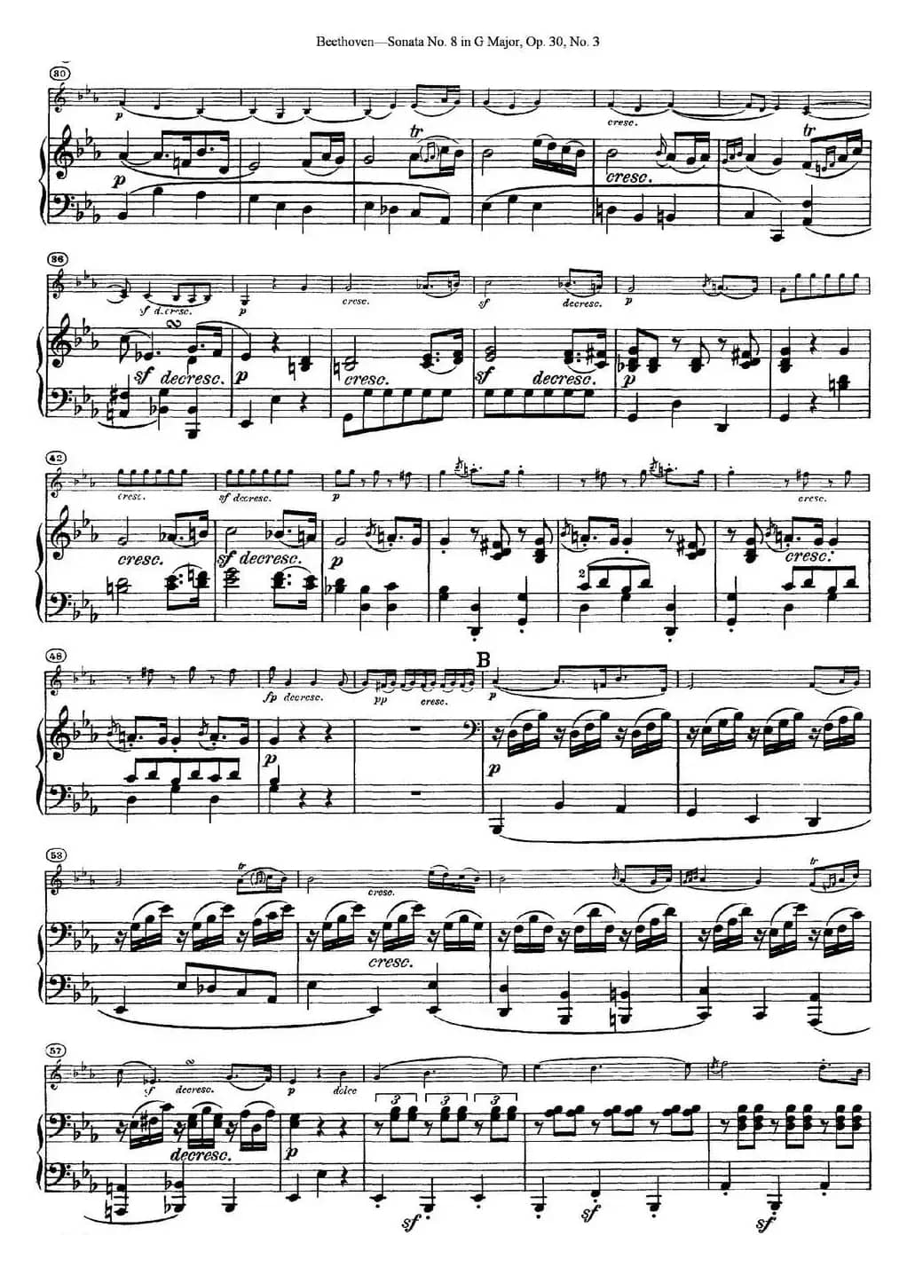 Violin Sonata No.8 in G Major Op.30 No.3（小提琴+钢琴伴奏）